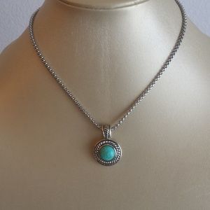 16" long necklace,with Round CZ turquoise stone